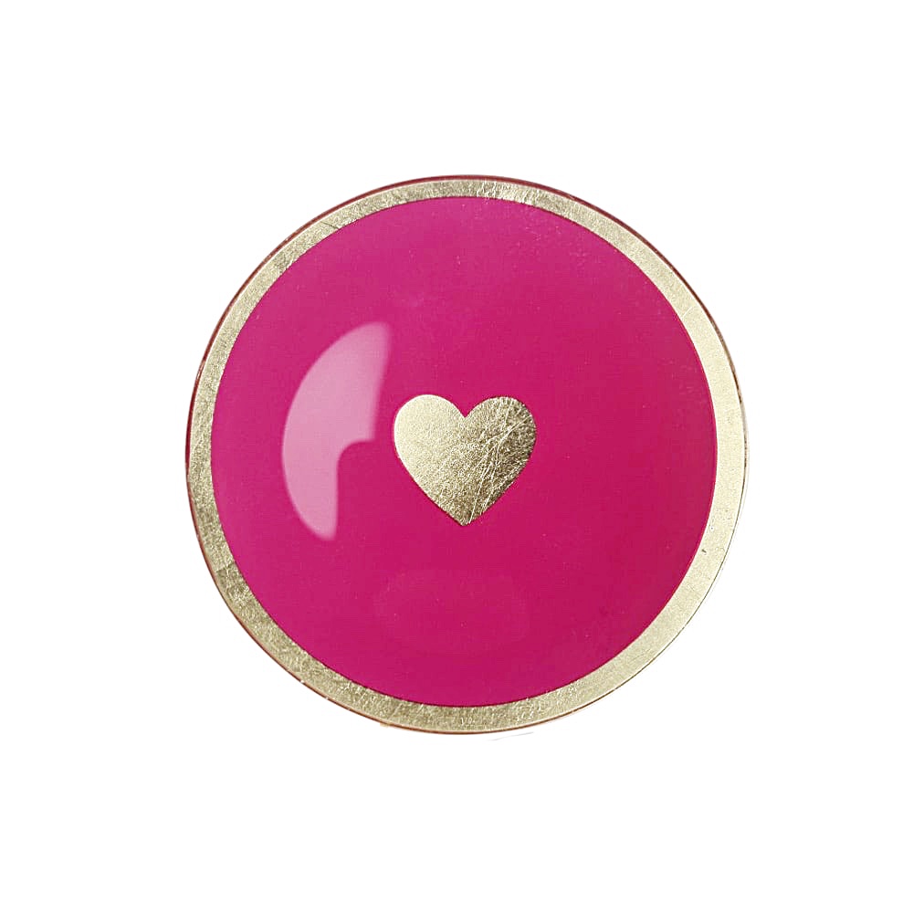 Vide-Poche Heart Glas Ø 13 cm H 1 cm Gold Pink Herz