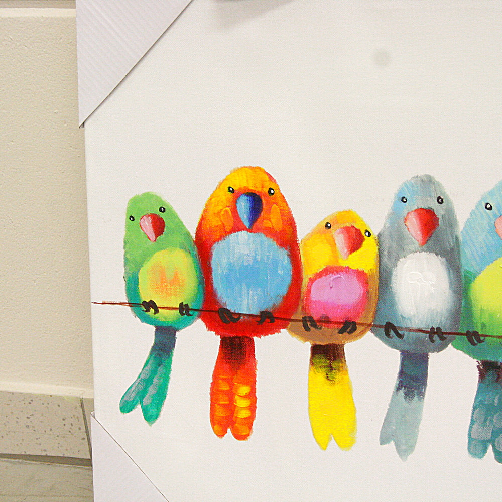 Bild Vögel Vogelparade Acrylfarbe Leinen handgemalt L120xH60 cm