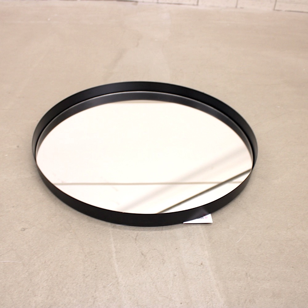 Runder Wandspiegel Metall mit schwarzen Rahmen Ø ca. 51 cm