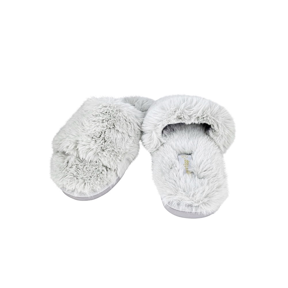 Fleece-Pantoletten Slide Fur 2 Größe 39 Grau weich kuschelig