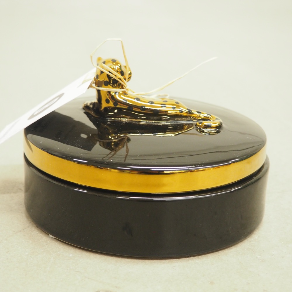 Deko Dose Gepard schwarz gold ø14 cm