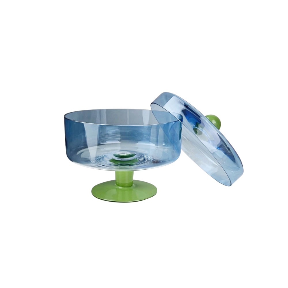 Aufbewahrungsdose Duo aus Glas Ø 22 x H 20 cm Blau Grün