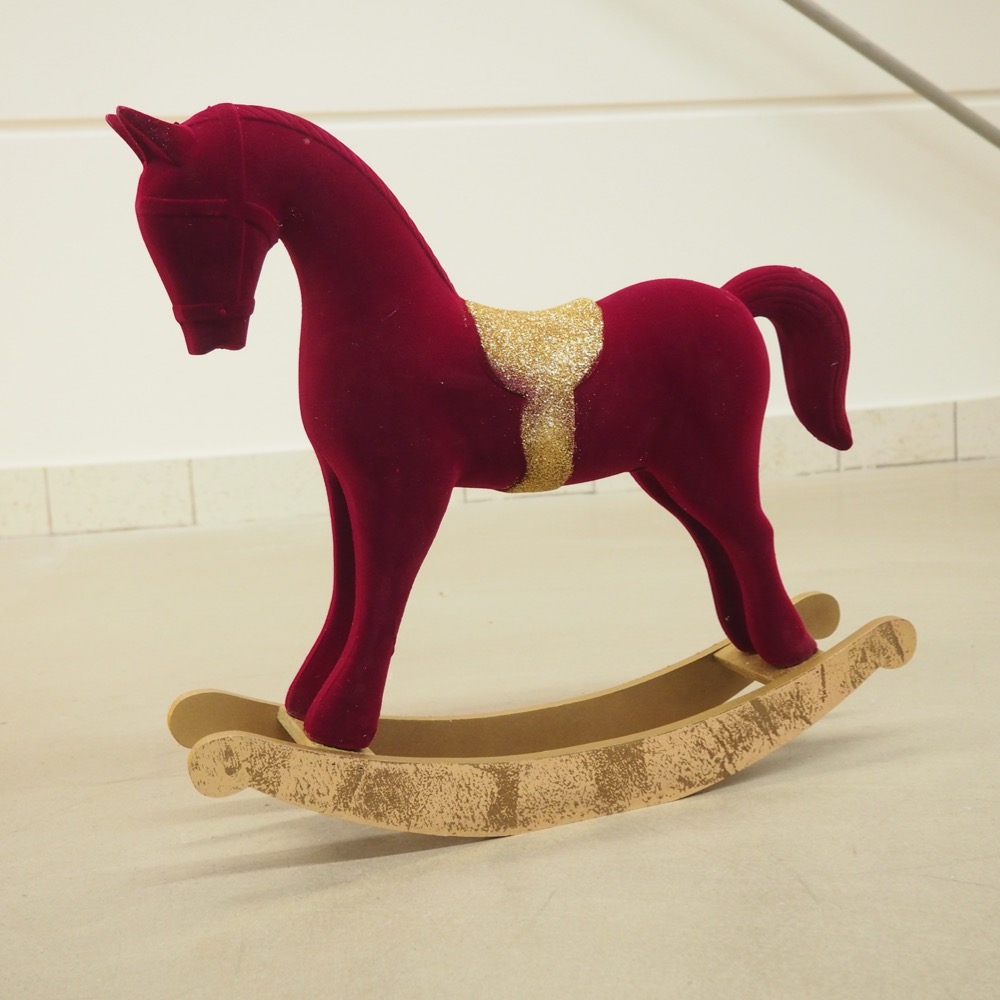 Deko-Figur Schaukelpferd Gingar L44xB9xH42cm weinrot gold