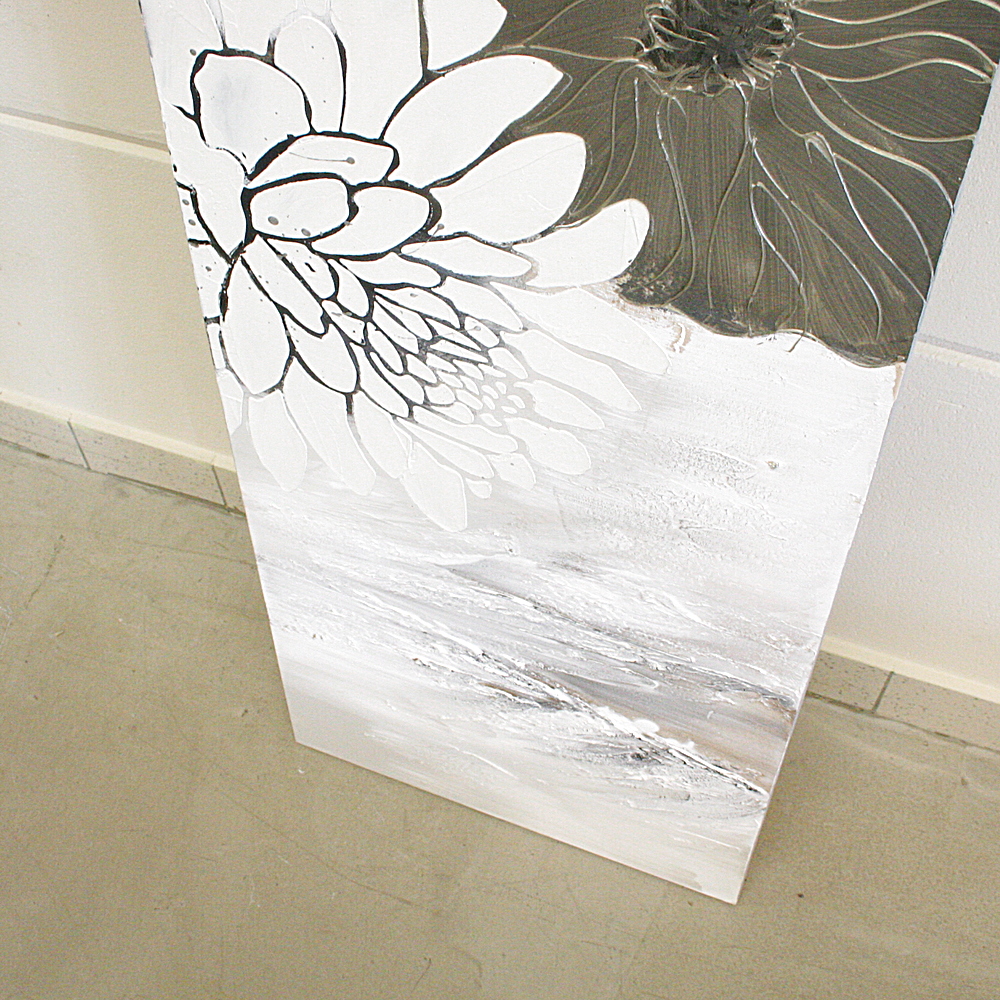 Bild Wandbild Blüten Mix Grau Weiß 150x50cm