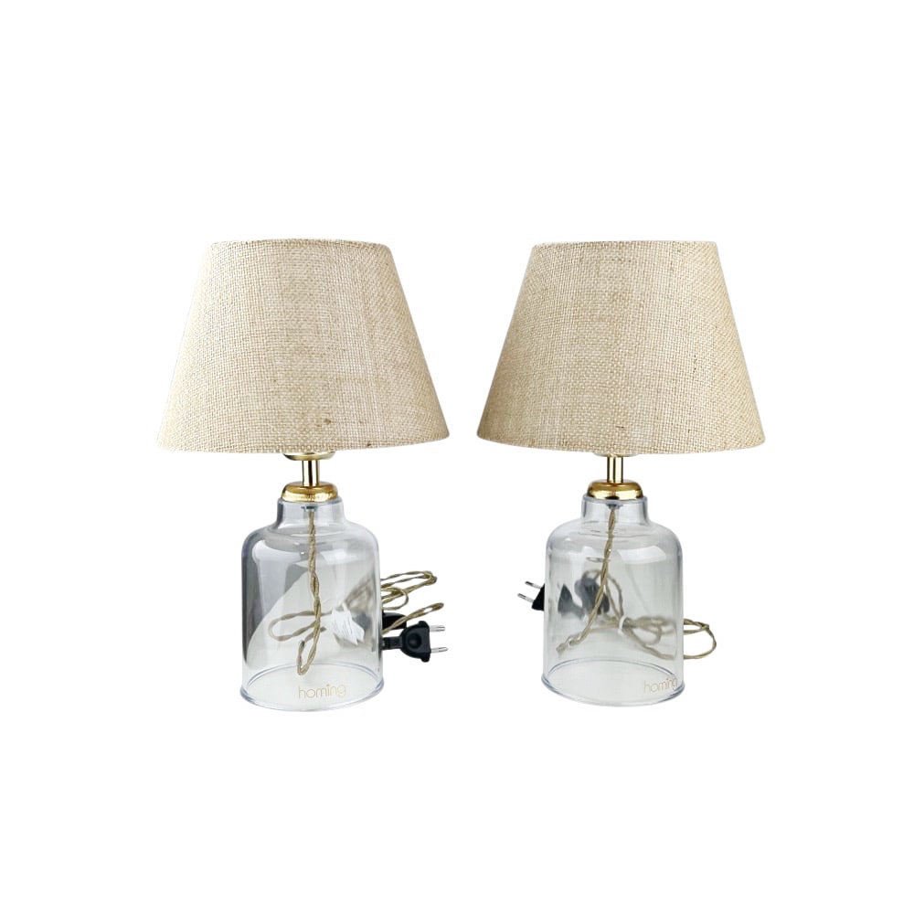 2x Tischleuchten Roy Transparent Braun Lampe Leuchte
