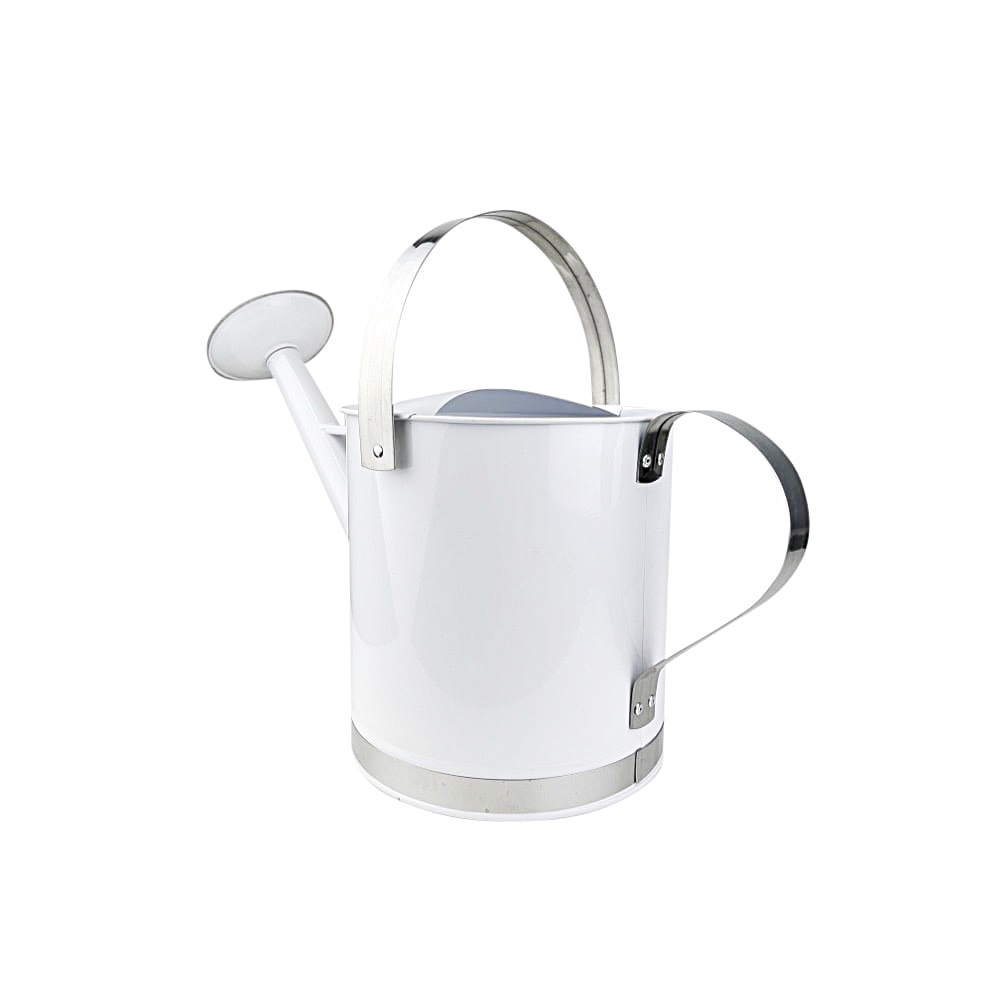 Gießkanne Lena weiss silberfarben Metall 5 Liter modern