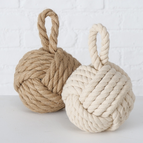 2x Türstopper Türpuffer Zuber Seilknoten 23x15cm Jute Cremeweiß Natur