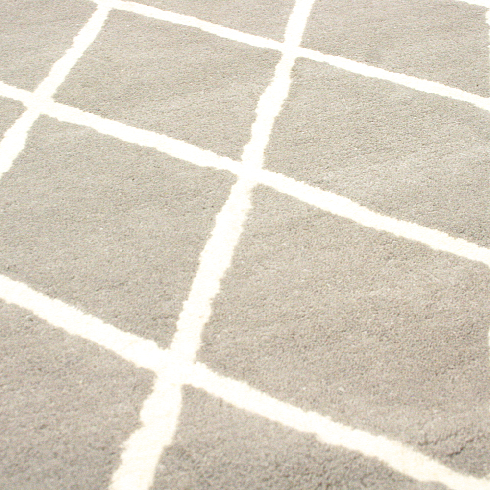 Handgetufteter Wollteppich Wild Cat Ø 120 cm rund grau creme