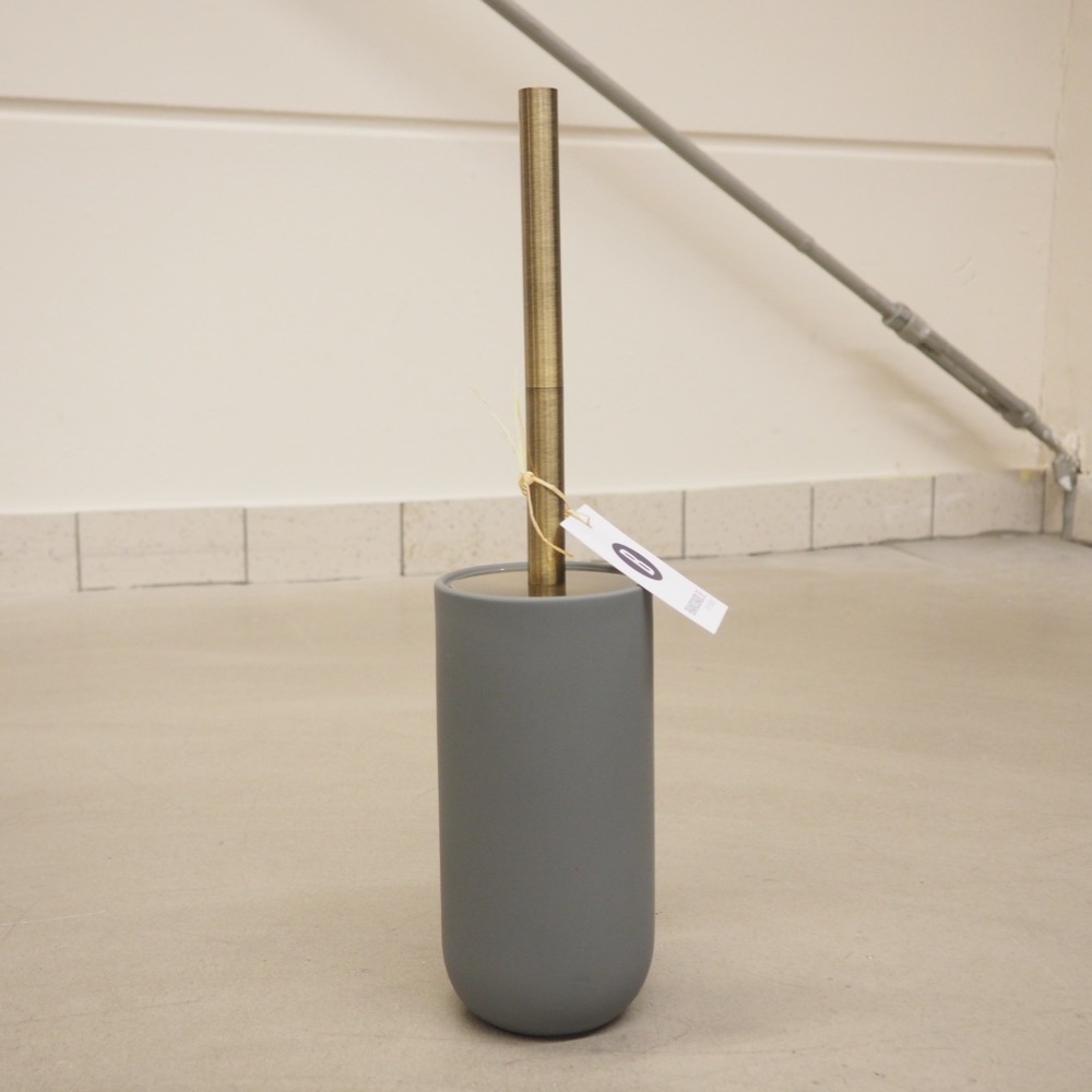 Toilettenbürste Lotus grau Keramik-Behälter Ø10xH21cm Metall gold