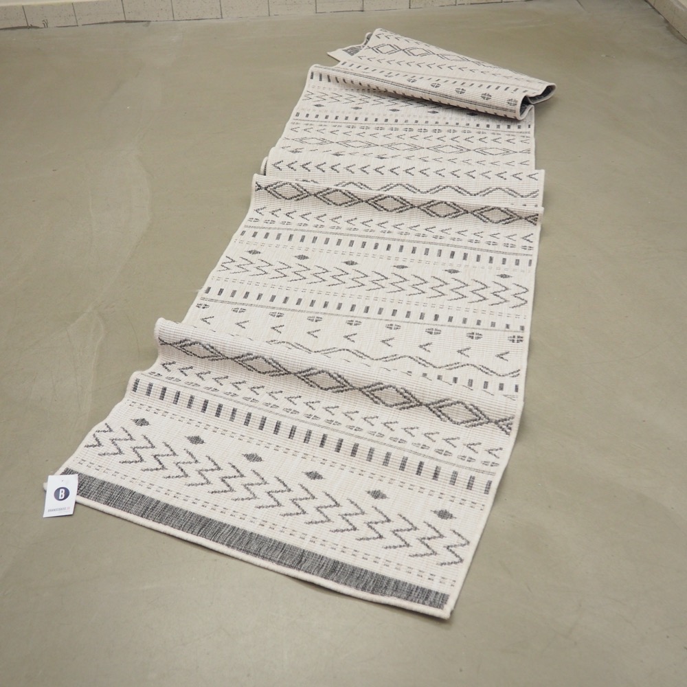In- und Outdoor-Wendeläufer Kuba in Grau/Creme B 80 x L 350 cm