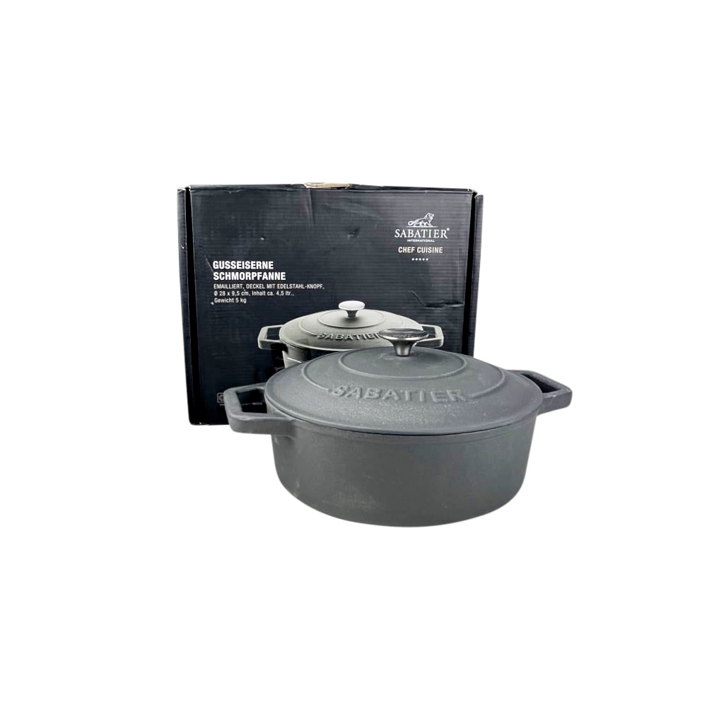 Gusseisen-Bräter Etienne Schwarz 4.5 l Edelstahl 28 cm H 15 cm