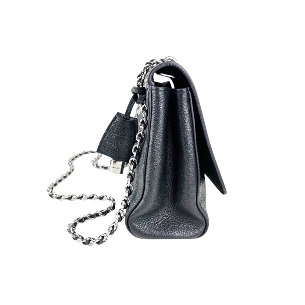 Leder-Umhängetasche Medium Lily Glossy Goat Black