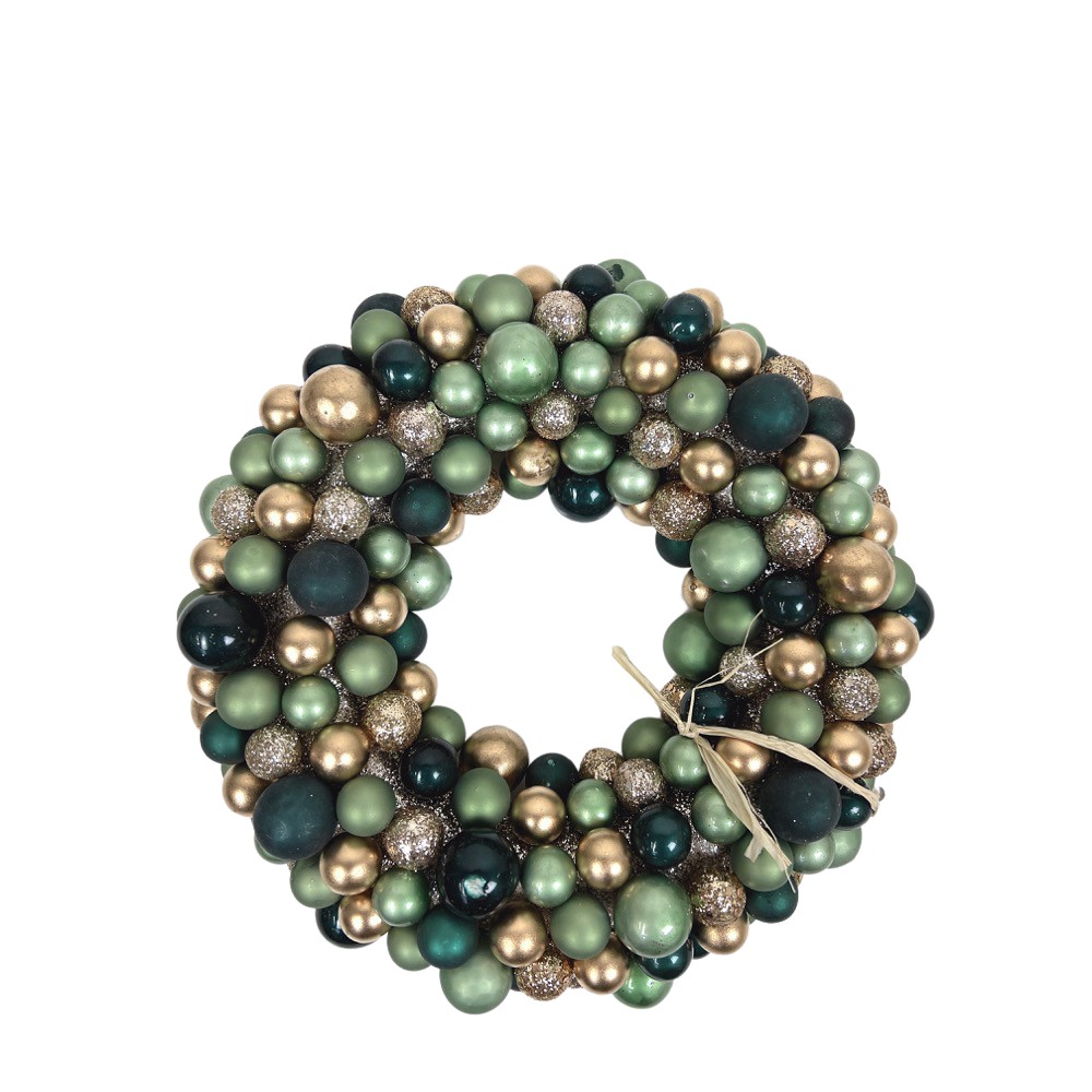 Deko-Kranz Festivity Ø 25 cm H 6 cm Grün Goldfarben