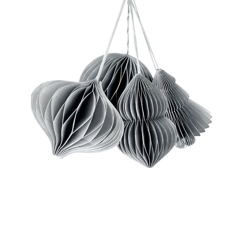 Baumanhänger Viola 4er-Set silver Papier Ø 9 x H 10 cm