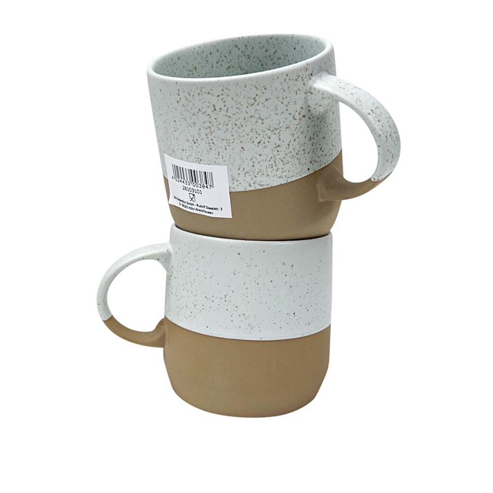 2 Tassen Henkelbecher Caja Braun/Beige matt Tasse Becher