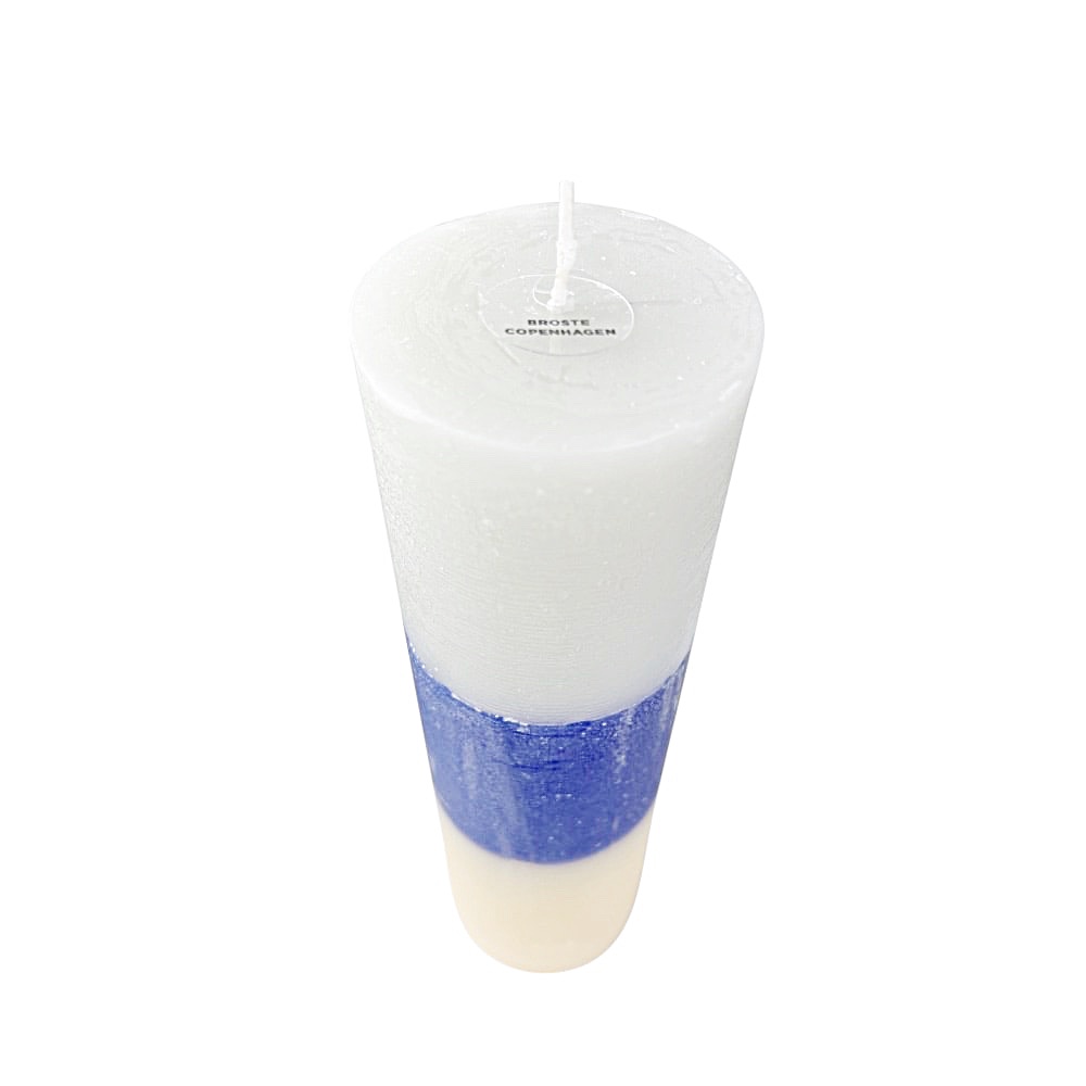 Blockkerze Rainbow Blau creme grau Ø 7 x 25 cm