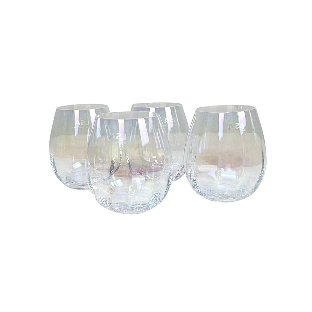 4x Mundgeblasene Wassergläser Pearl Perlmuttglanz