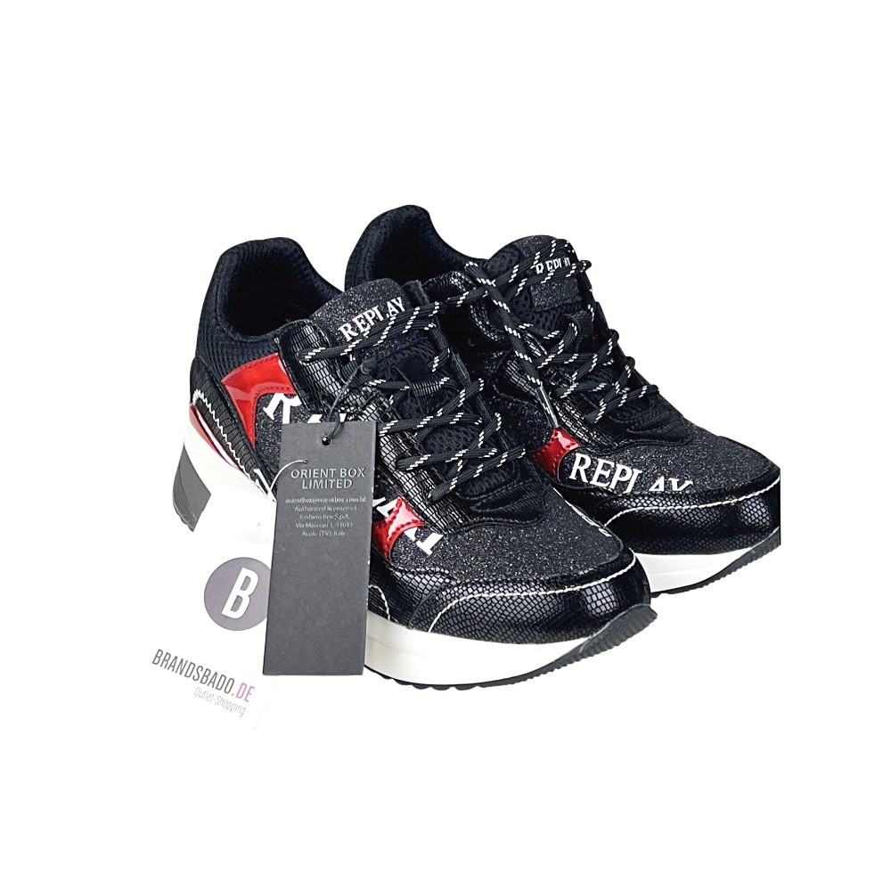 Sneaker Schwarz Rot Weiß Gr. 37