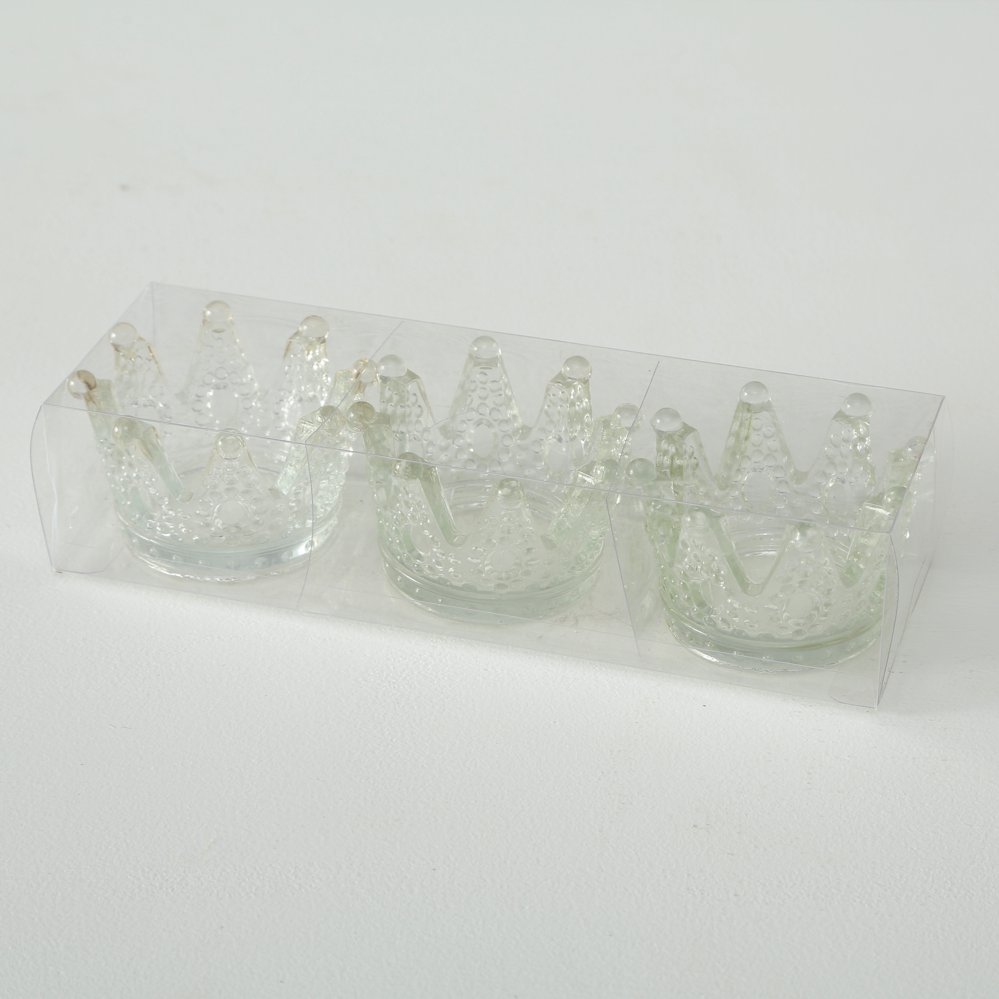 3x Teelichthalter Crown Kronen  3-tlg. Farbmix H 5 cm, B 8 cm Krone