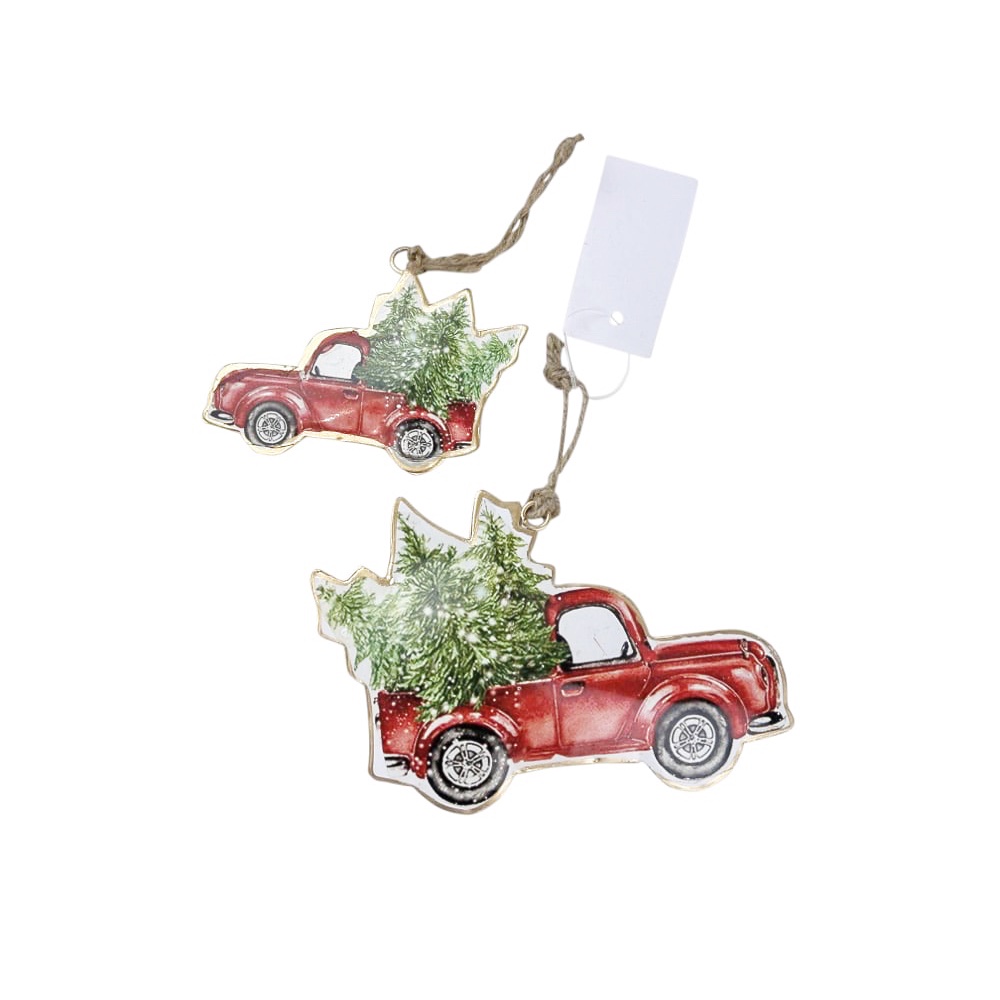 Baumanhänger Cars 2er-Set Metall Auto Rot Weihnachten