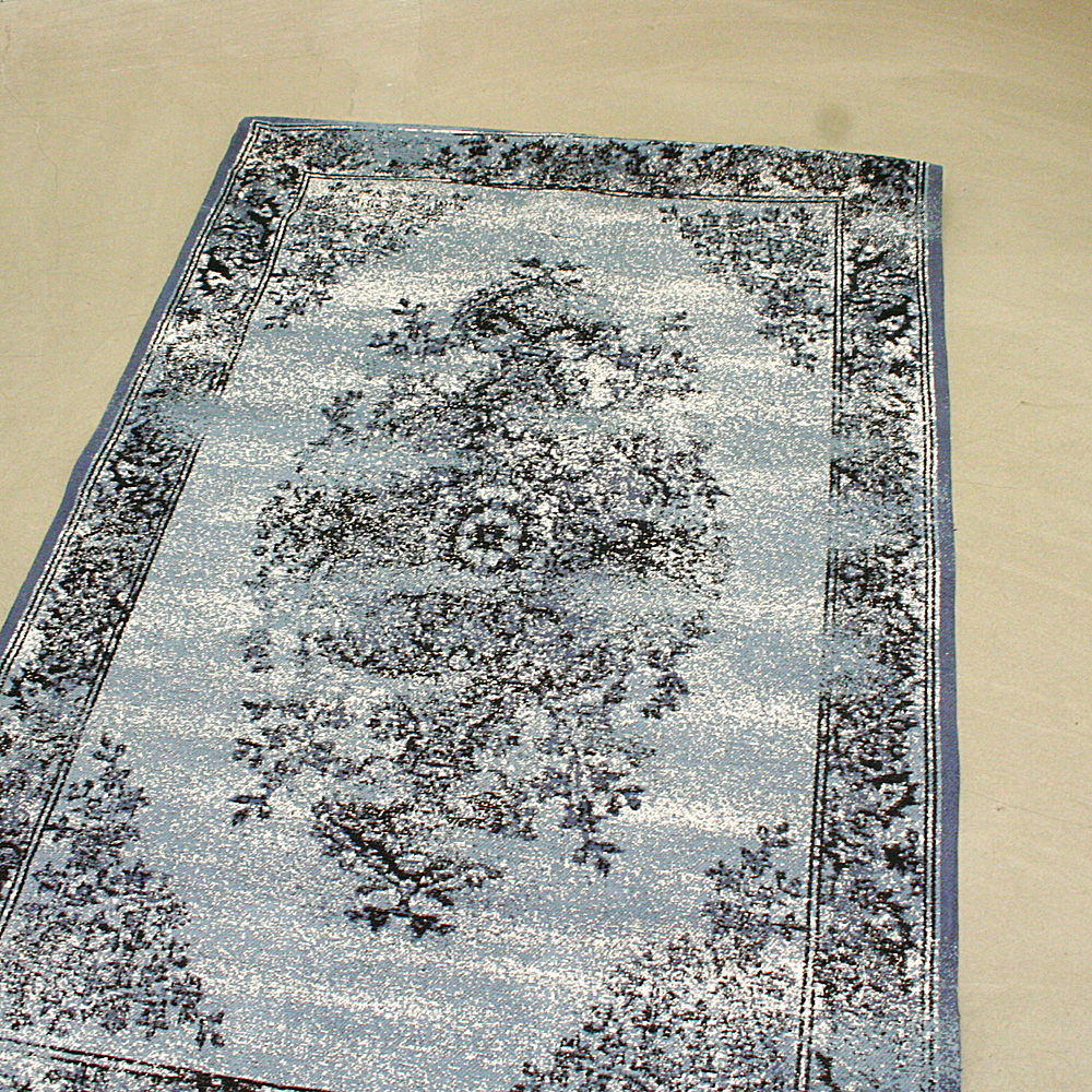 Chenille-Teppich Amelia 120 x 180cm blau schwarz creme Muster