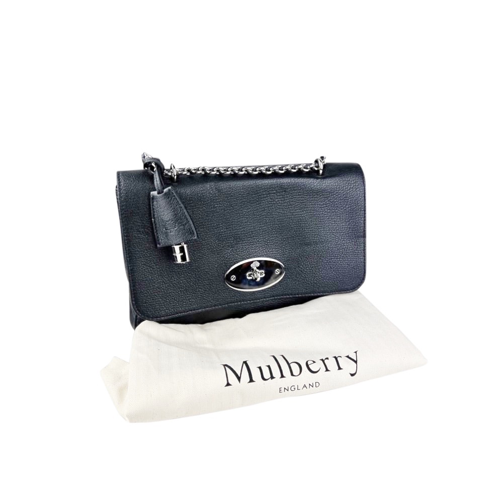 Leder-Umhängetasche Medium Lily Glossy Goat Black