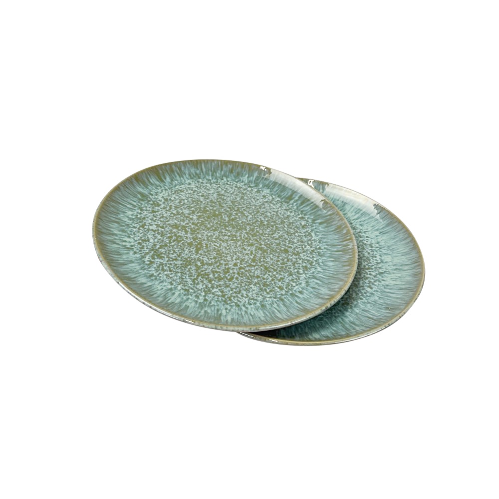 2x Handbemalte Frühstücksteller Areia reaktiver Glasur Teller