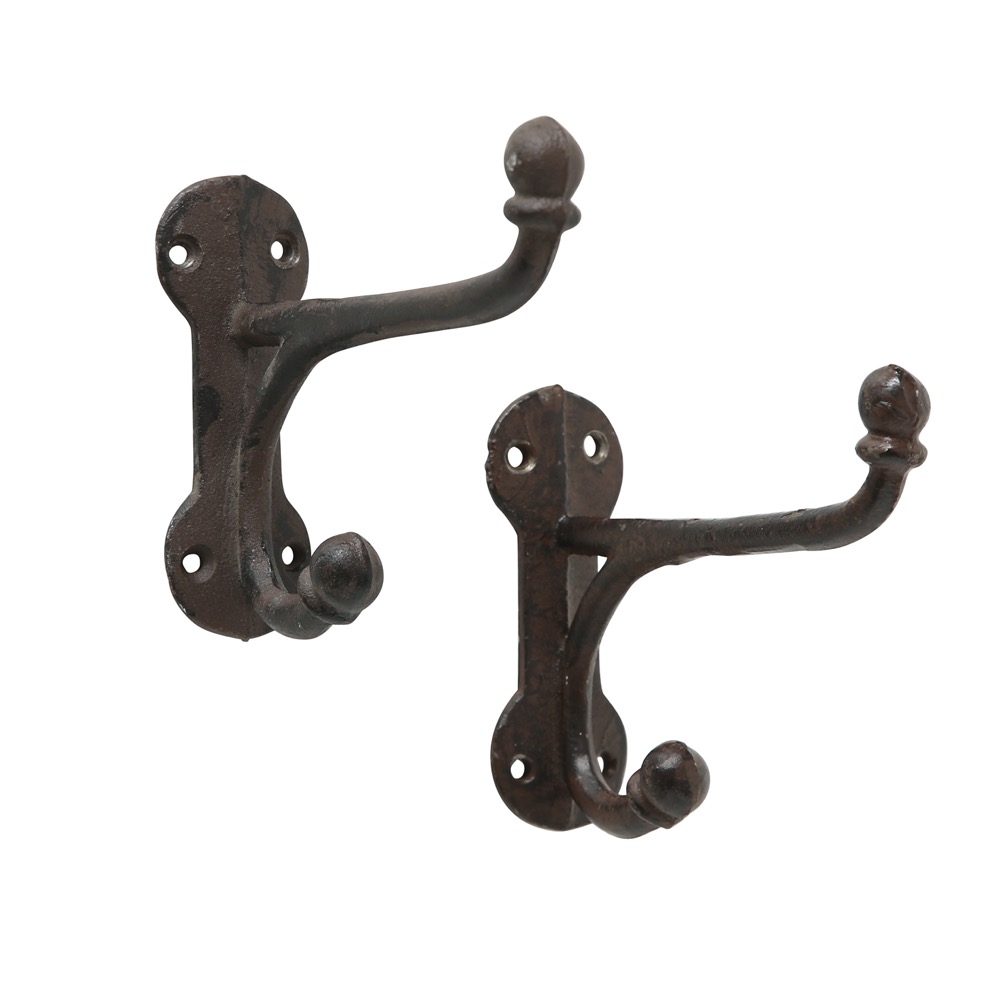1x Garderobenhaken H 10cm Gusseisen Braun