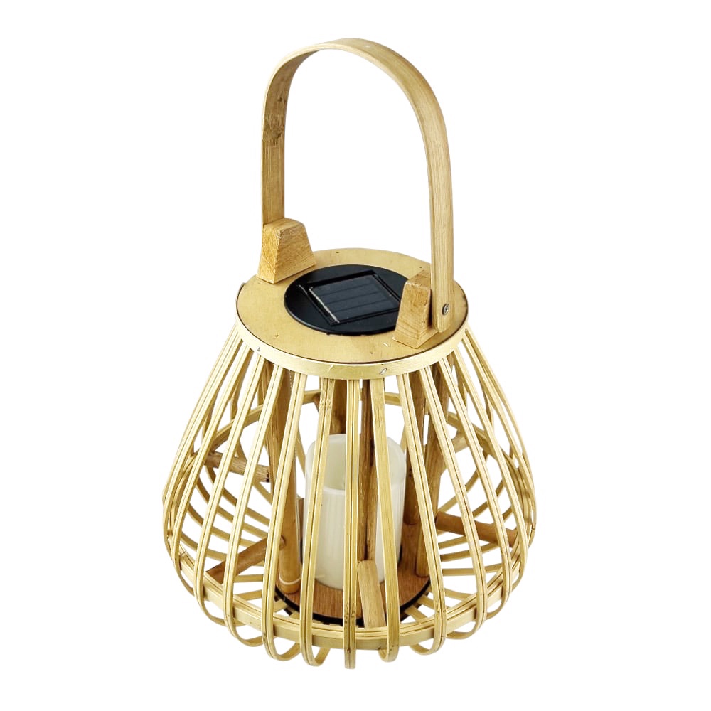 Bambus-Solar-LED-Tischleuchte Havane Ø 26 cm H 38 cm modern gemütlich