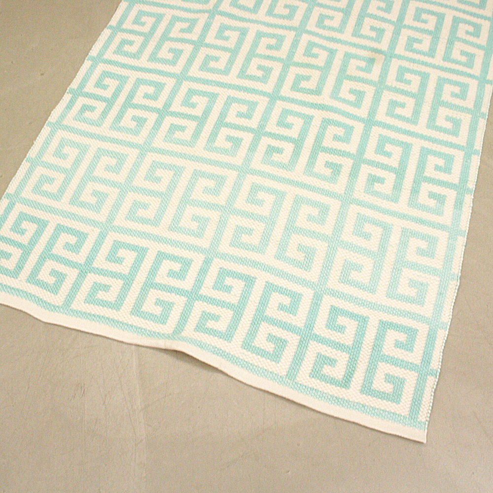 Handgewebter In- und Outdoor-Teppich Mykonos 120 x 180 cm türkis creme