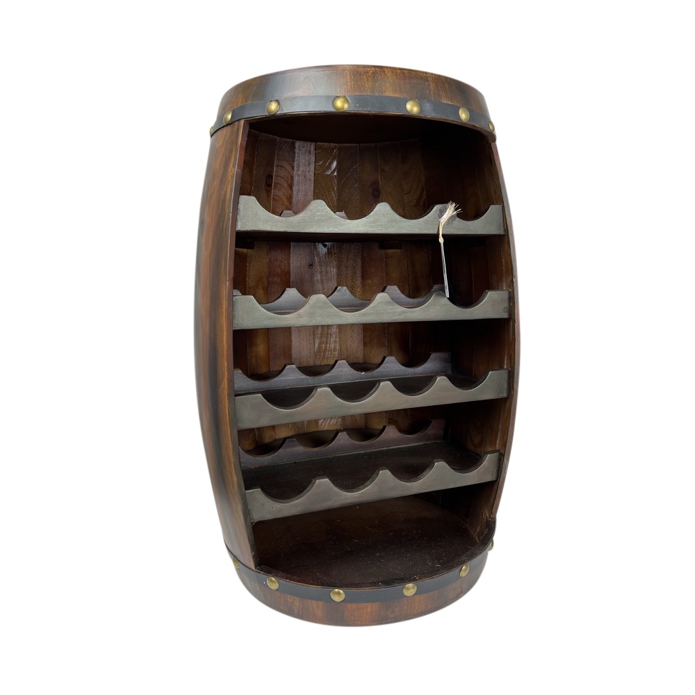 Flaschenregal Weinfass 16 Flaschen rustikal Holz ca. H69 x Ø49 cm