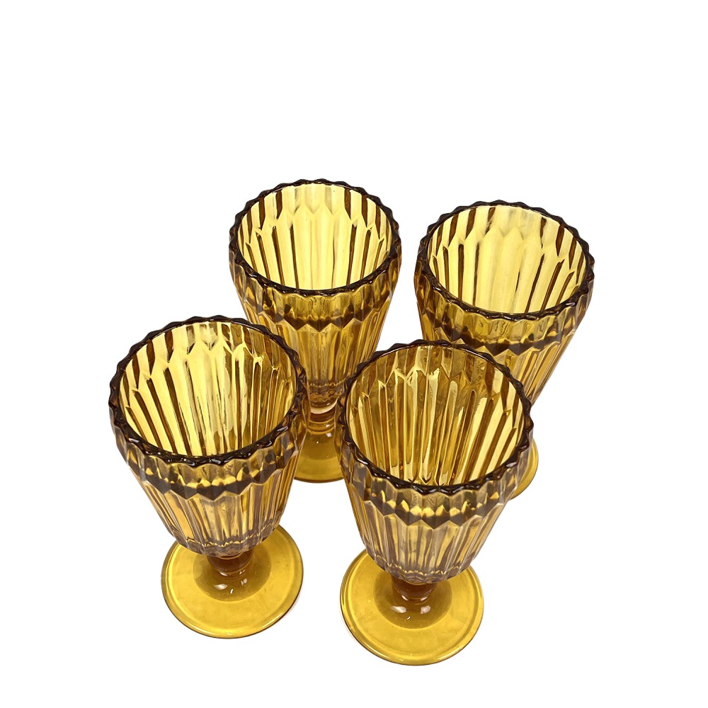 4x Wassergläser Fleuria gelb geriffelt ca. 300ml ca. 9x16cm