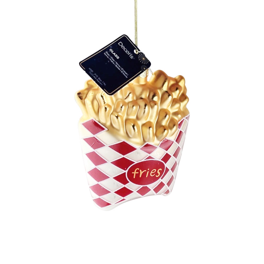 Baumanhänger Fries Rot Gold Weiß Glas B 9 x H 11 cm