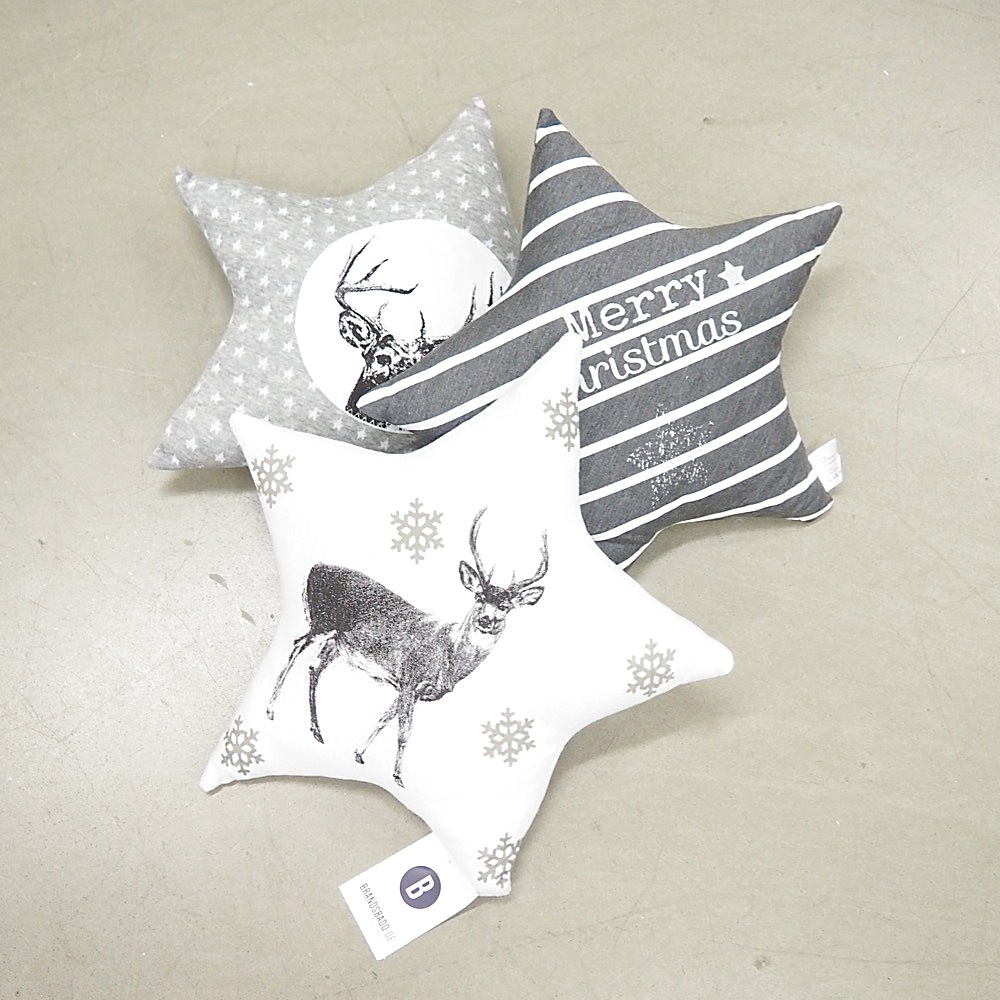 Deko-Kissen-Set 3-tlg. Grey Stars Gefüllt ca. D40cm