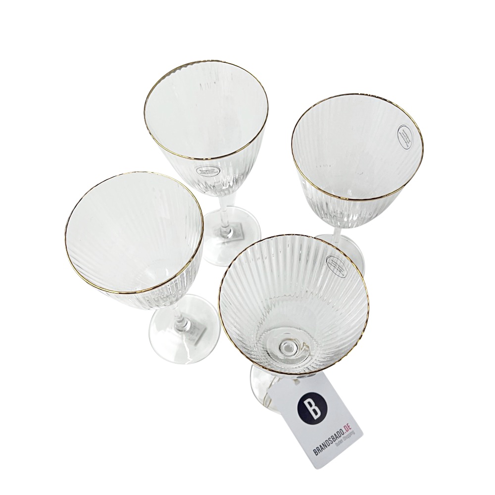 4x Weingläser Golden Twenties Goldrand Trinkglas Glas Becher