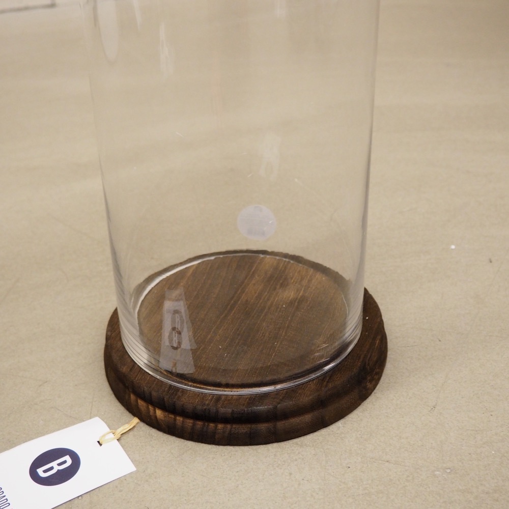 Deko-Tablett Bell Glasglocke Glas Holz Ø 18 cm Deko-Objekt