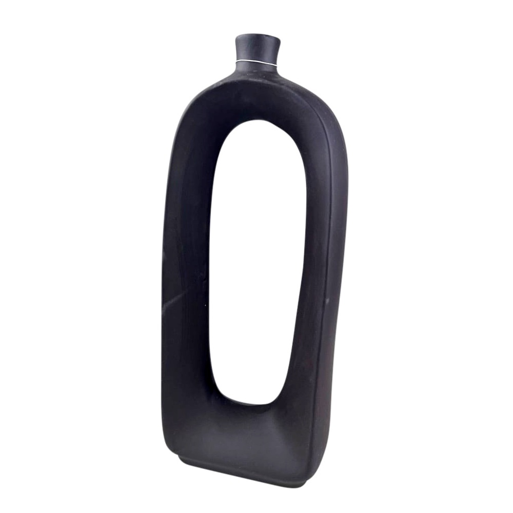 Handgefertigter Kerzenhalter Sotorande Ø 14 cm H 35 cm Schwarz