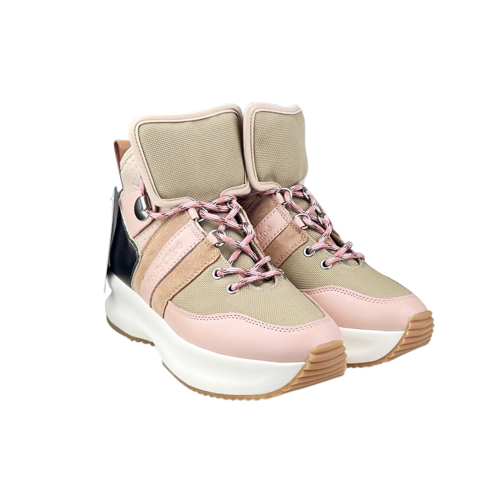 Sneaker oliv rosa beige Kalbsleder Gr. 39