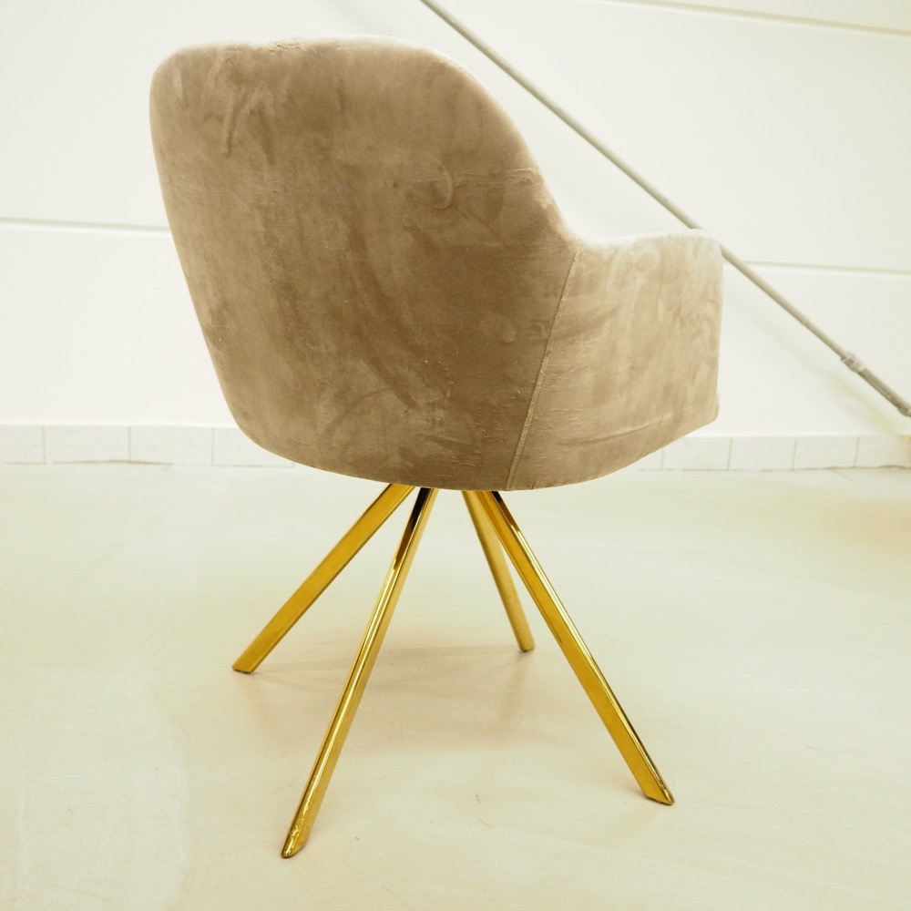Samt-Armlehnstuhl Stuhl Levy grau-beige gold