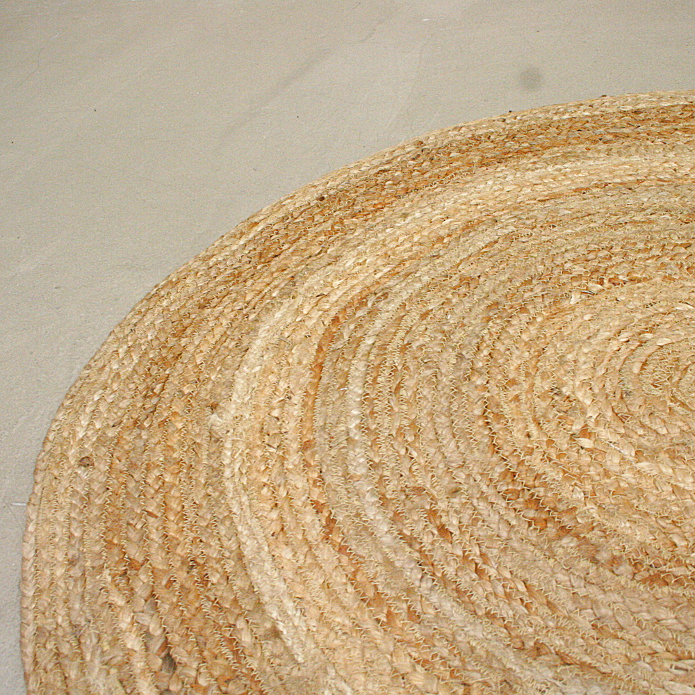 Teppich Tondo Ø ca. 100 cm Jute Handarbeit