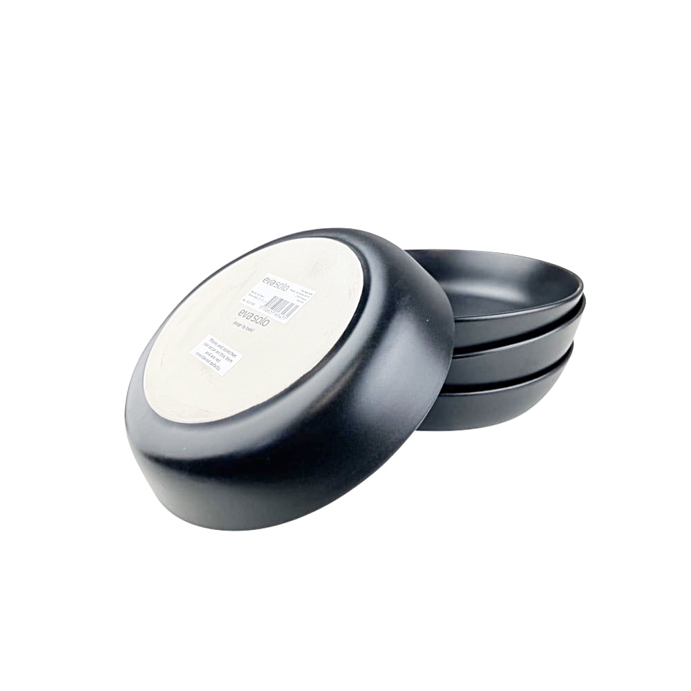 4x Suppenteller Nordic Kitchen aus Steingut in Schwarz matt