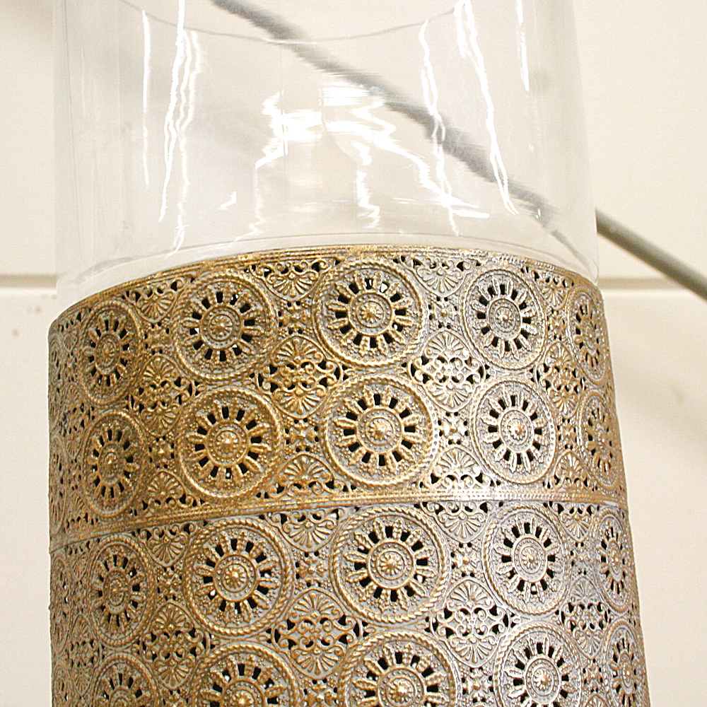 Boden-Windlicht Oriental Groß goldfarben ca. H113 cm Ø25cm Deko