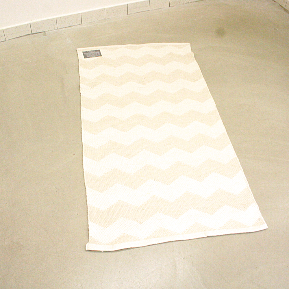 Handgewebter In- und Outdoor-Teppich Bora 80 x 150 cm Zickzack creme