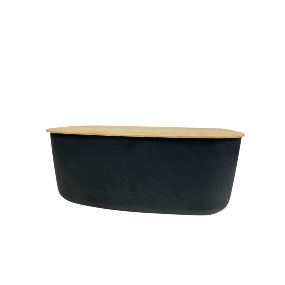 Designer Brotkasten Box-It Bambusdeckel Schwarz 35x12x23cm