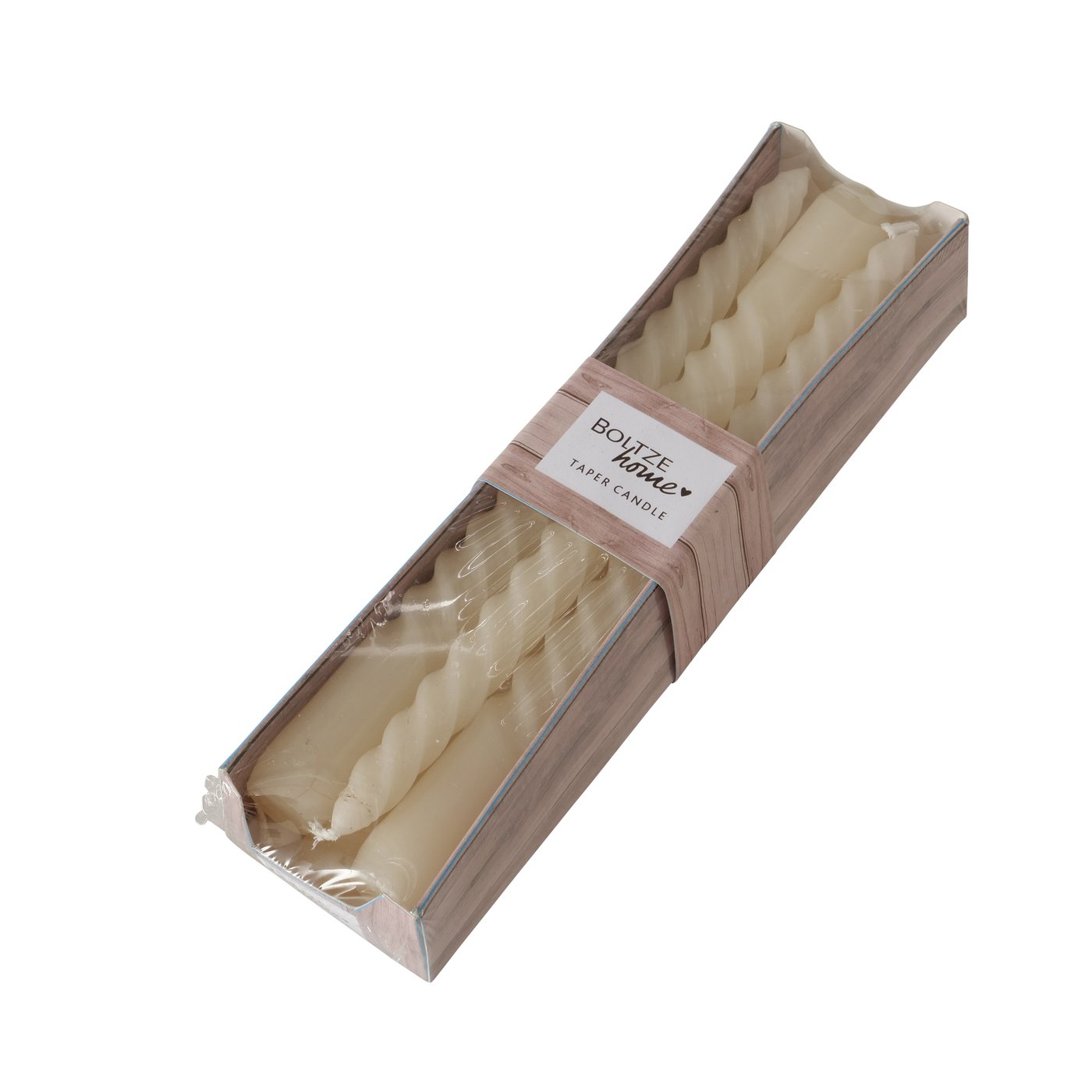 6x Stabkerze Twisto 20x2cm Paraffinwachs Matt Creme Deko