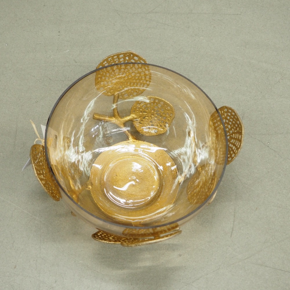 Deko-Schale Aline Metall Glas Ornament goldfarben