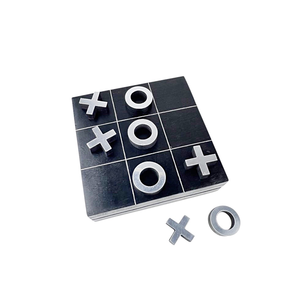 Tic-Tac-Toe 9-tlg. Box Kreis X Mangoholz Aluminium
