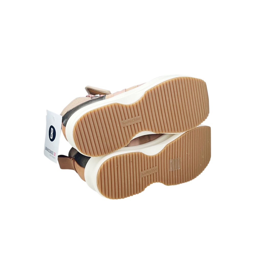 Sneaker oliv rosa beige Kalbsleder Gr. 39