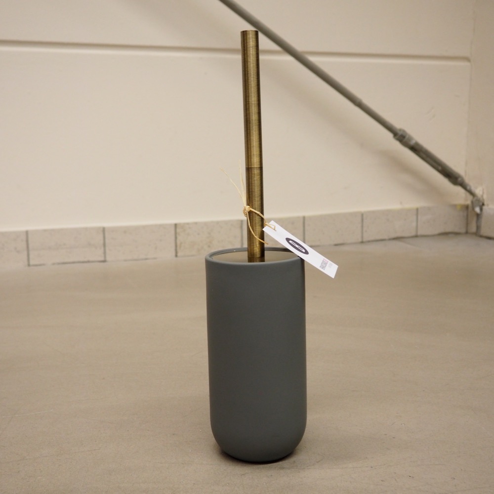 Toilettenbürste Lotus grau Keramik-Behälter Ø10xH21cm Metall gold
