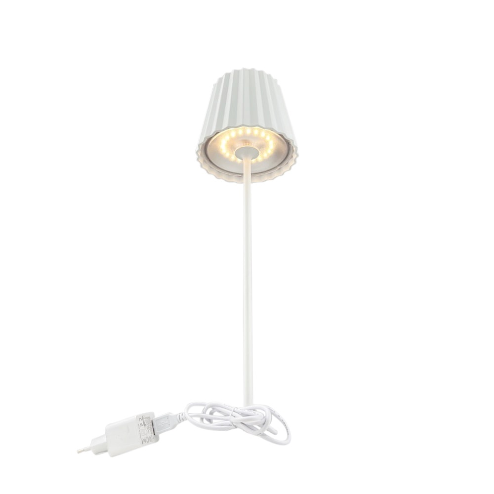 Mobile Dimmbare Außentischlampe Trellia weiß